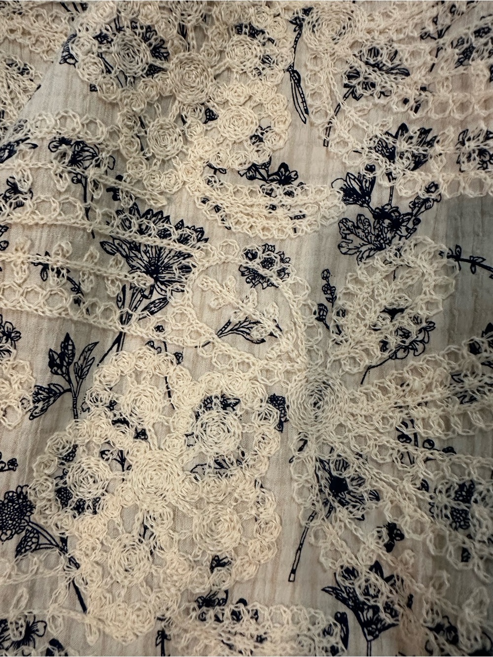 POL Floral Patchwork Ruffle Jumpsuit - Cream & Blue - Picture 2 of 3